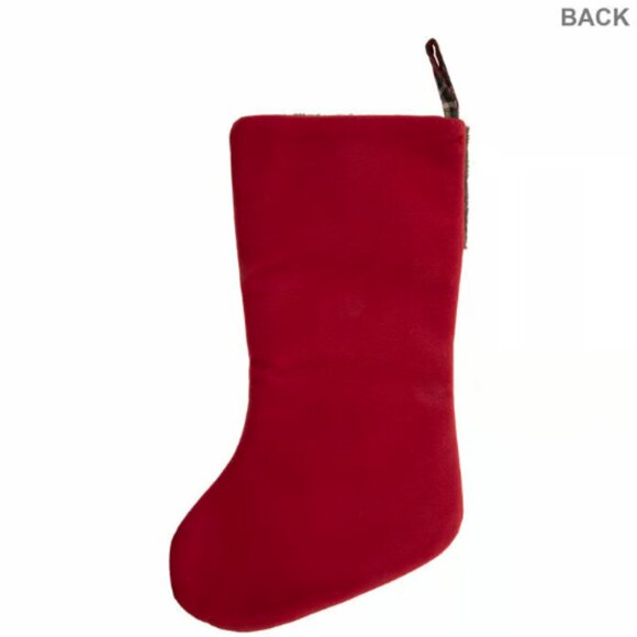 Plaid Moose Stocking With Faux Fur Stocking Christmas Fireplace Mantel Decor - Picture 3 of 3